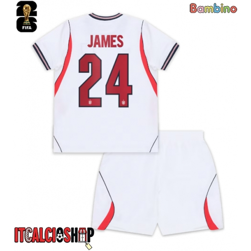 Inghilterra Reece James #24 Prima Maglia Bambino Mondiali 2026 Manica Corta (+ Pantaloni corti)
